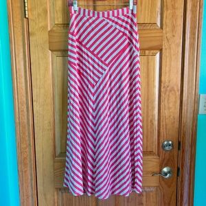 Women’s size small Design History coral and grey striped maxi skirt, long skirt